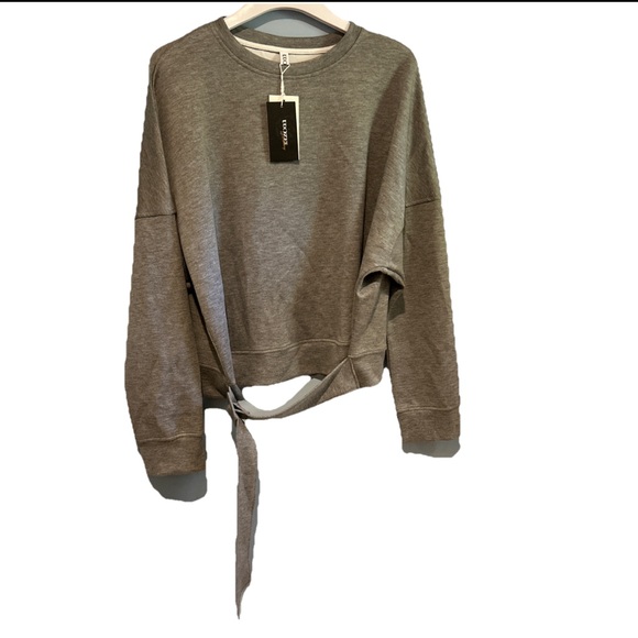 Uoozee Long Sleeve Loose Sweatshirt Belt Buckle Solid Color Round-Neck Tops XL - Picture 8 of 10